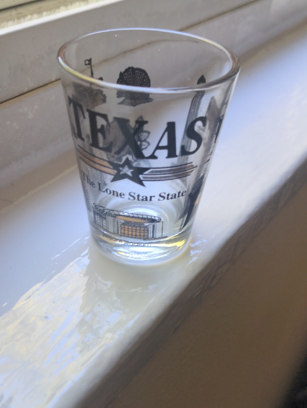 Texas Souvenir Shot Glass - Clear Glass with Black & Gold Graphics